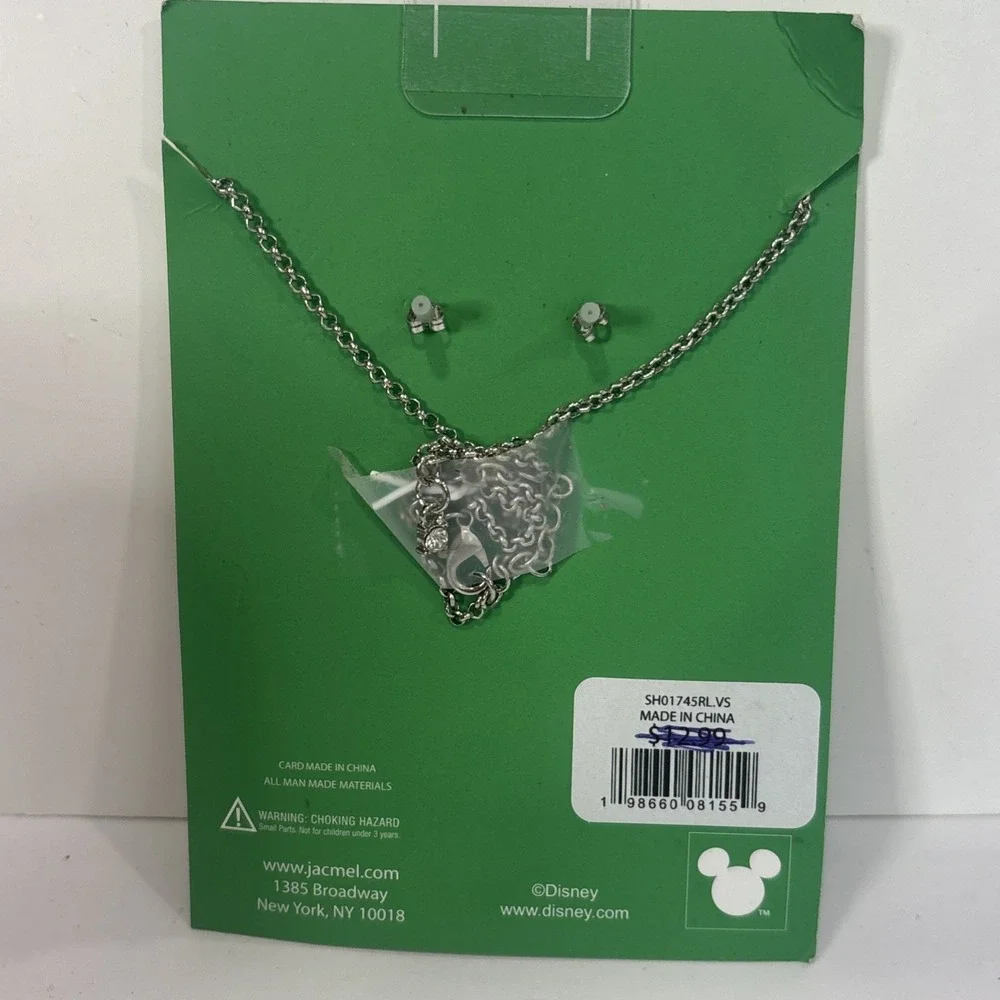 Disney Mickey Mouse St Patricks Day Necklace Earring Set Leprechaun Shamrock